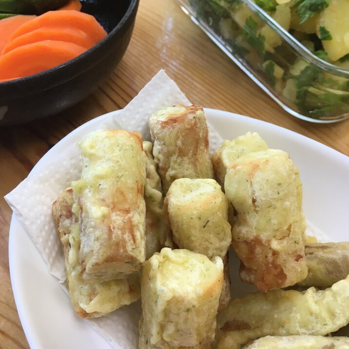 チーズ入りちくわの磯辺揚げ(ちょっとしたコツあり)